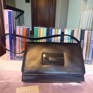 Gucci Leather Shoulder Bag with Logo Accent